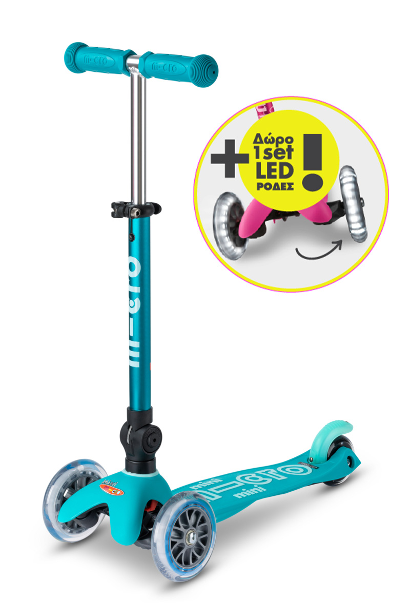 Πατίνι Mini Micro Deluxe Foldable LED - Γαλάζιο
